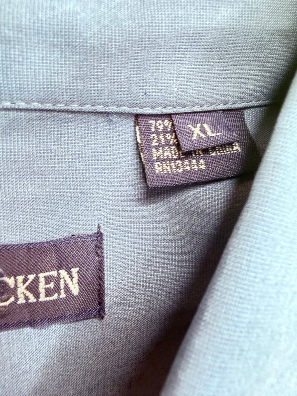 Barry Bricken Mens Silk Blend Camp Shirt Sz XL Gray-Blue - Picture 4 of 8